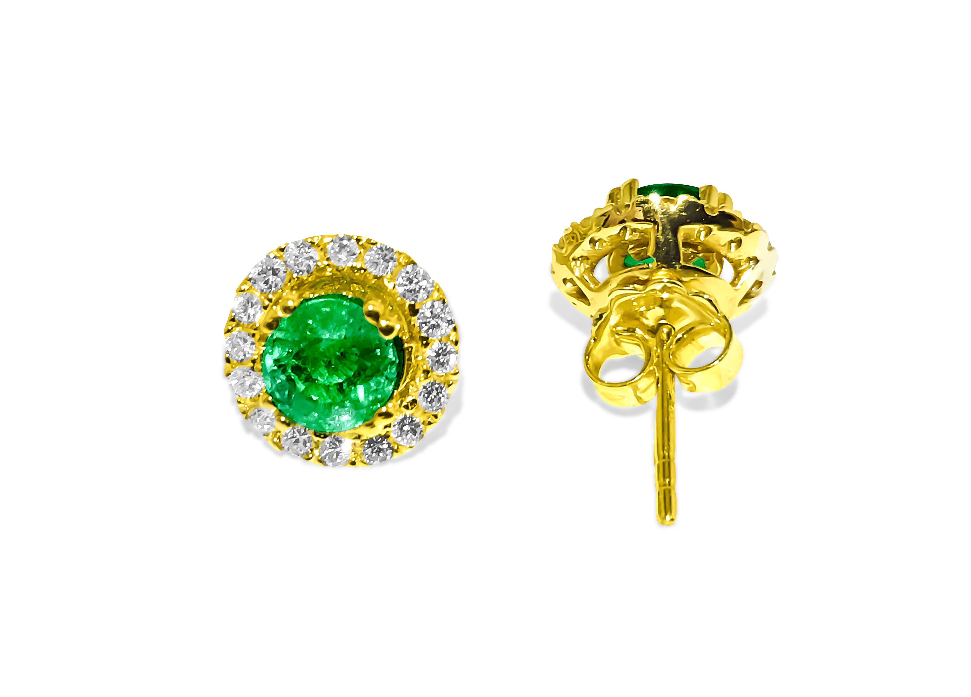 2.90 Carat Emerald & G color Diamond Studs in 14K Gold - Prince The Jeweler 2-90-carat-emerald-g-color-diamond-studs-in-14k-gold, Earrings