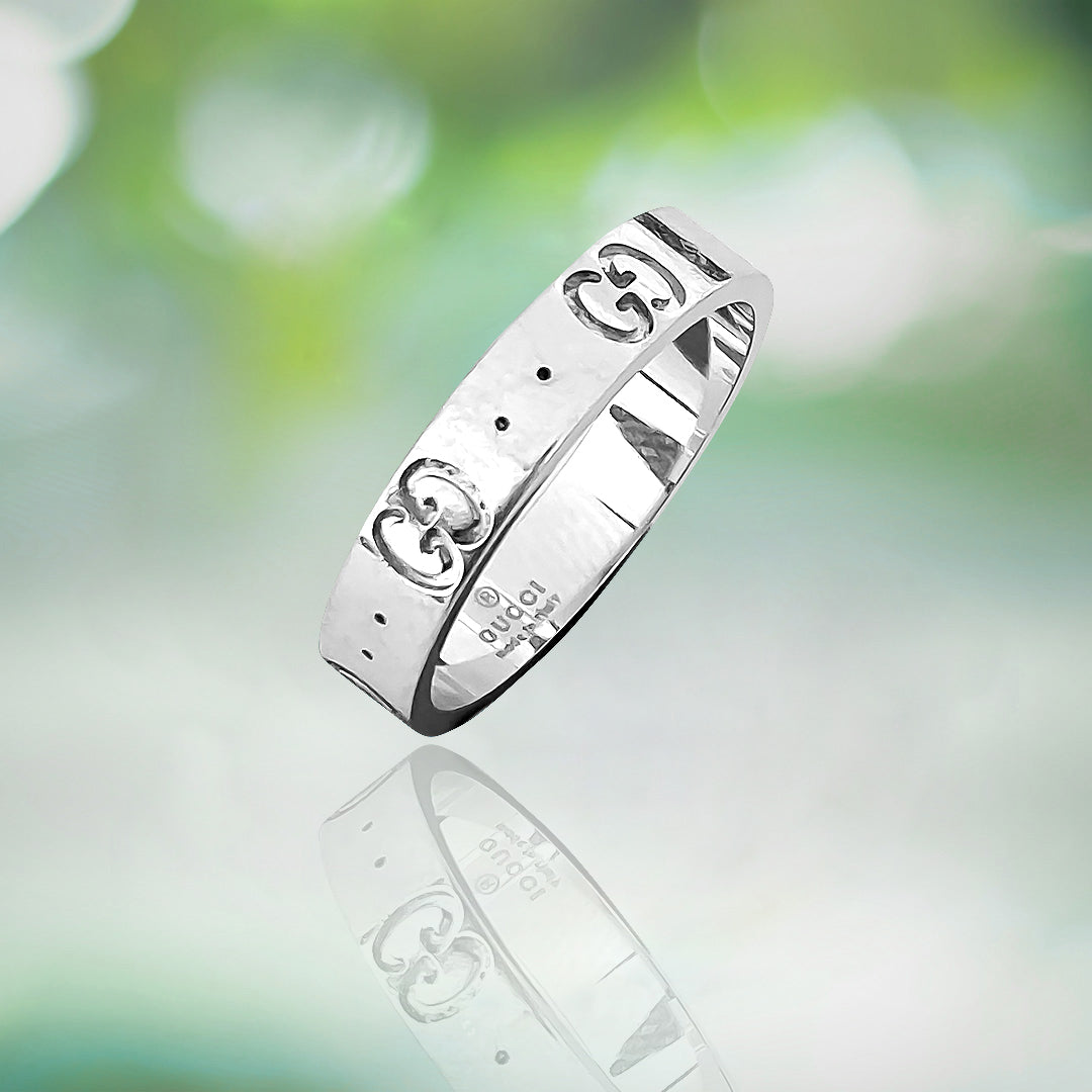 18K White Gold Gucci Icon Band. Made In Italy - Prince The Jeweler 18k-white-gold-gucci-icon-band-made-in-italy, Rings
