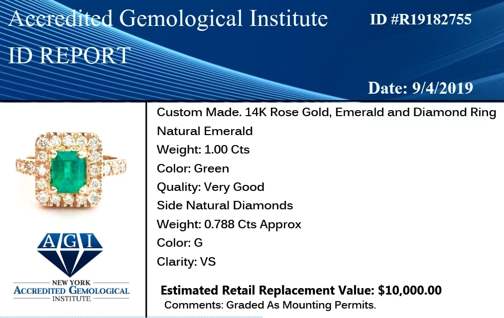 GIA certified, 14K Gold Emerald & Diamond Ring - Prince The Jeweler gia-certified-14k-gold-emerald-diamond-ring, Rings, wk_end_auction