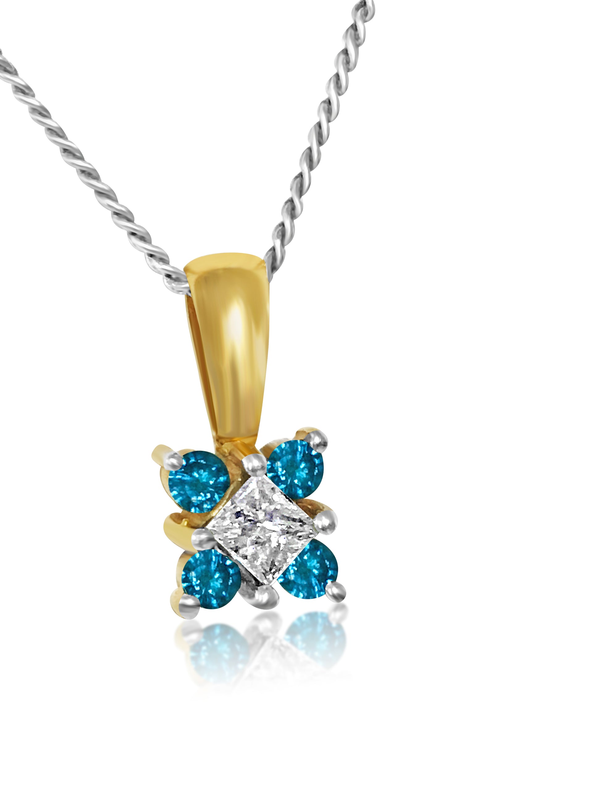0.60 carat diamond & Blue Diamond in 14k gold pendant. - Prince The Jeweler 0-60-carat-diamond-blue-diamond-in-14k-gold-pendant, Necklaces & Pendants