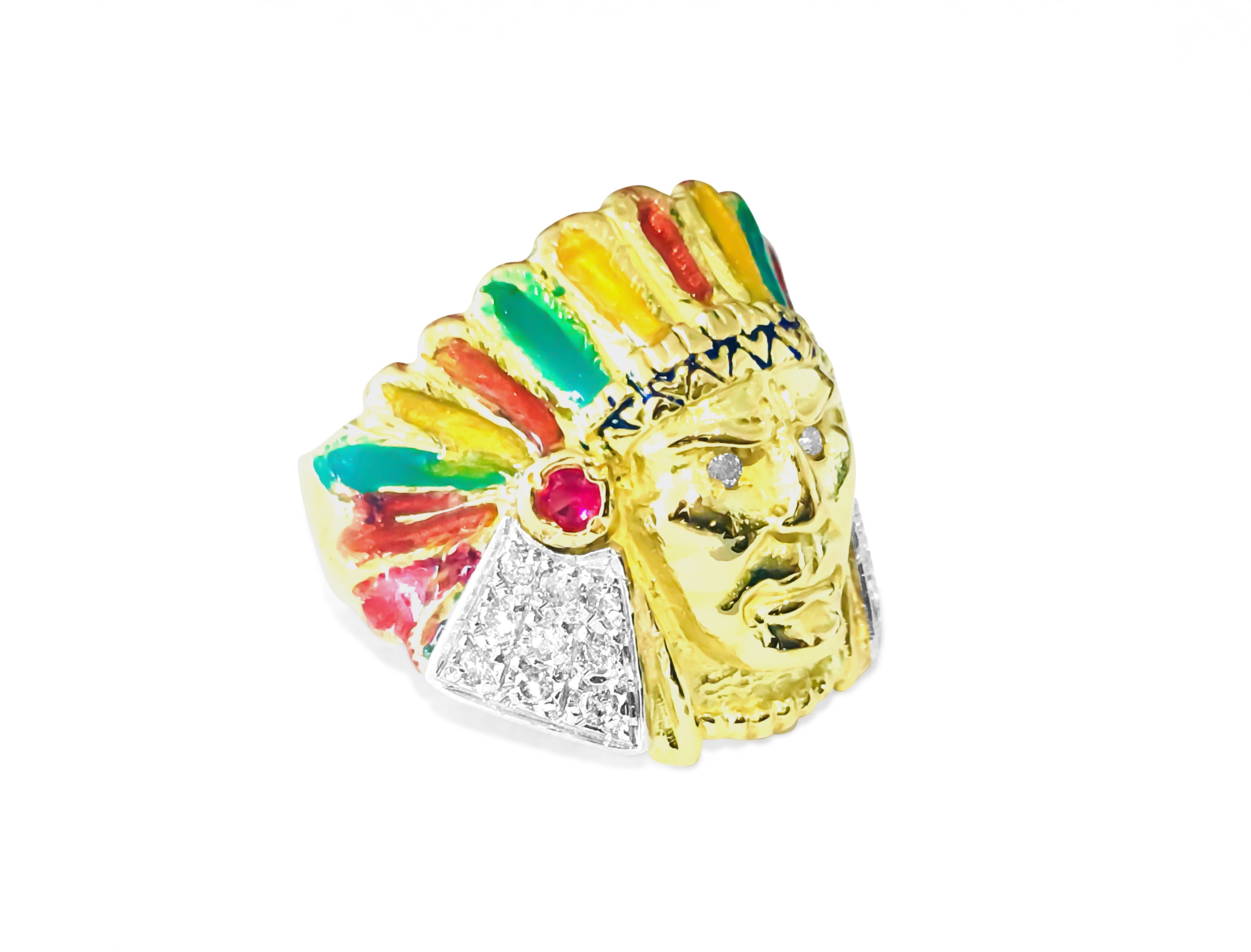 American Indian. 18k, 0.85 carat Diamond & Ruby Ring - Prince The Jeweler american-indian-18k-0-85-carat-diamond-ruby-ring, Rings, wk_end_auction