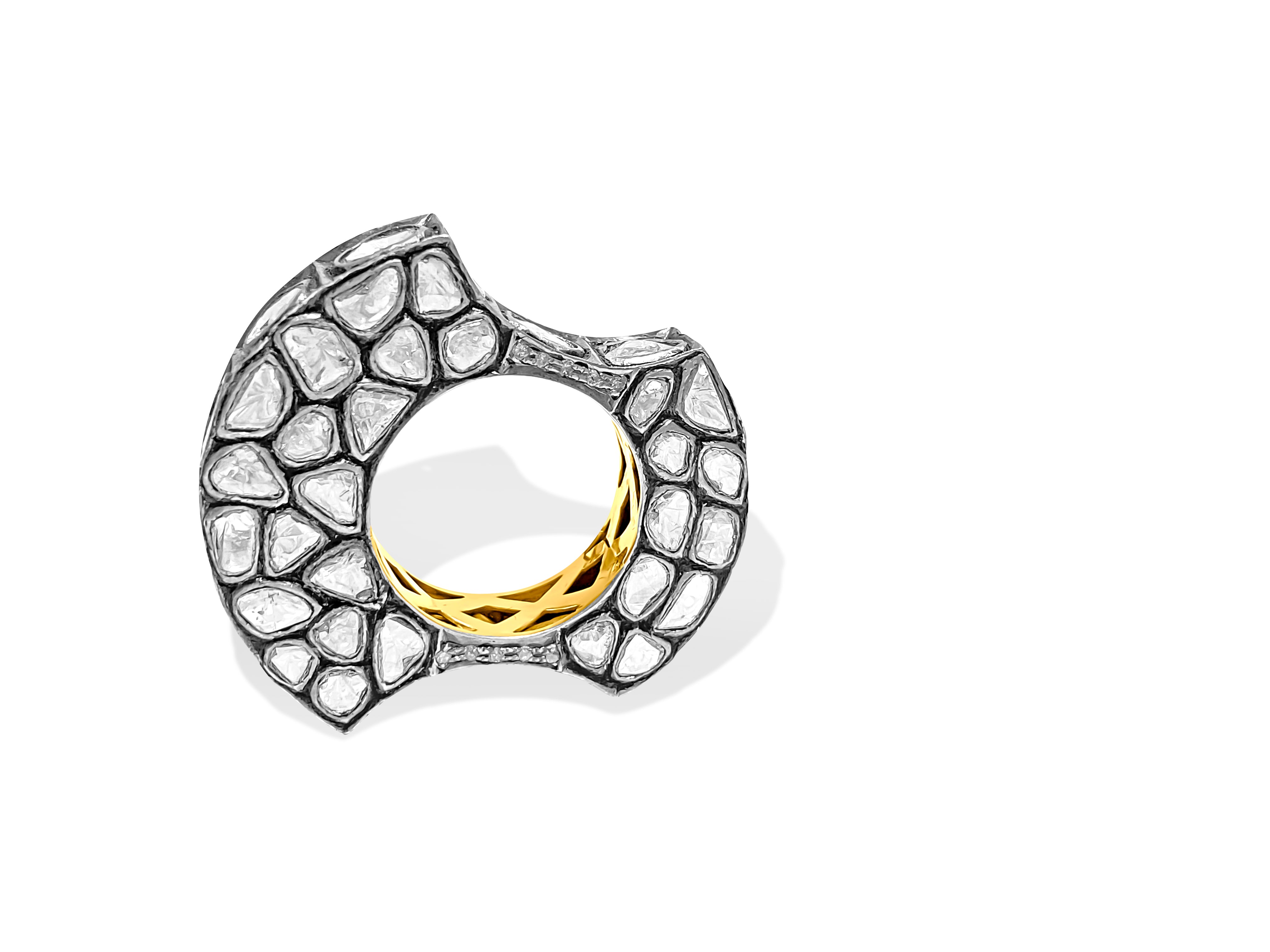 4.70ct Rose Cut Diamond Pave. 14K gold Ring - Prince The Jeweler 4-70ct-rose-cut-diamond-pave-14k-gold-ring, Rings
