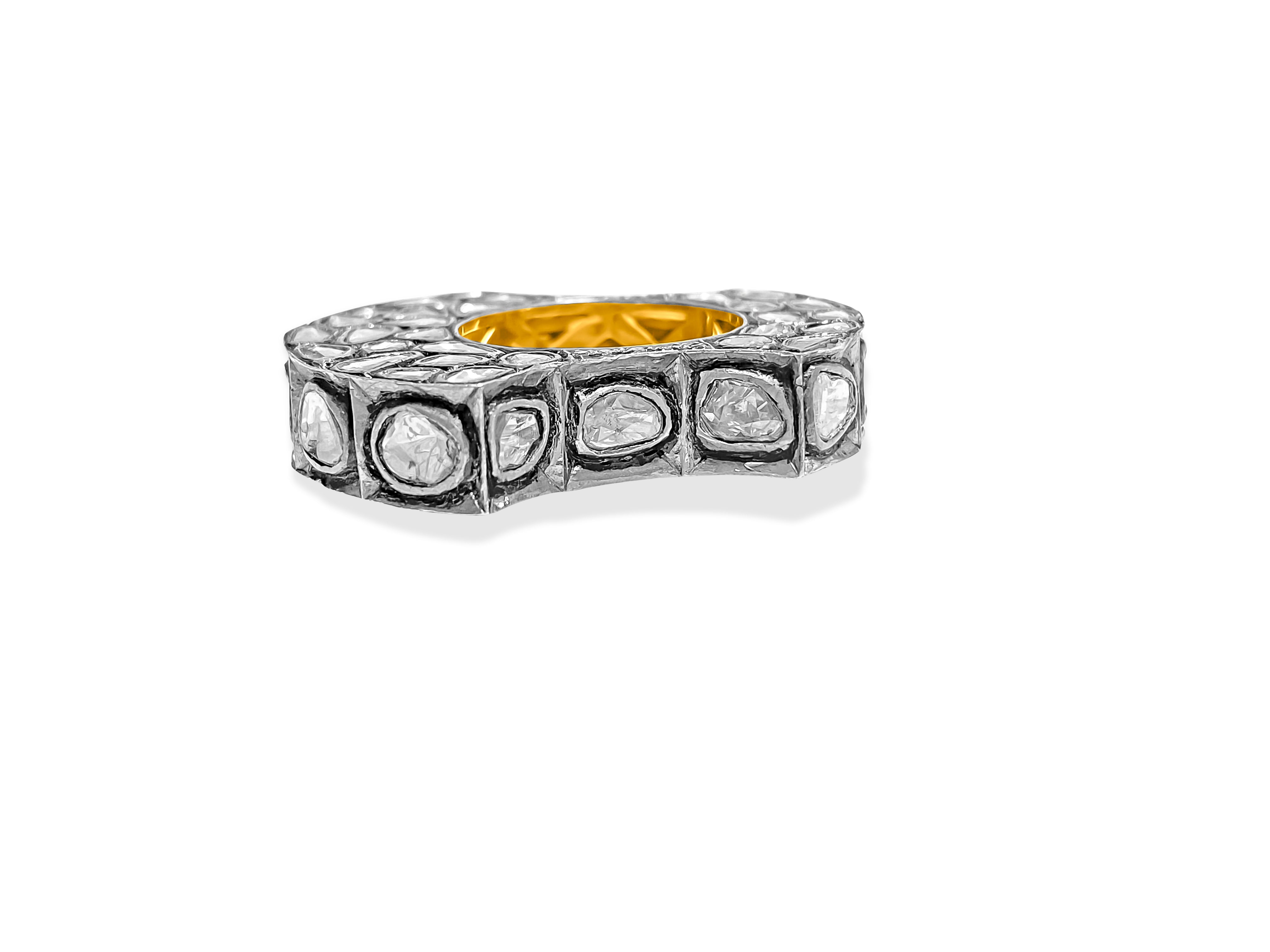 4.70ct Rose Cut Diamond Pave. 14K gold Ring - Prince The Jeweler 4-70ct-rose-cut-diamond-pave-14k-gold-ring, Rings