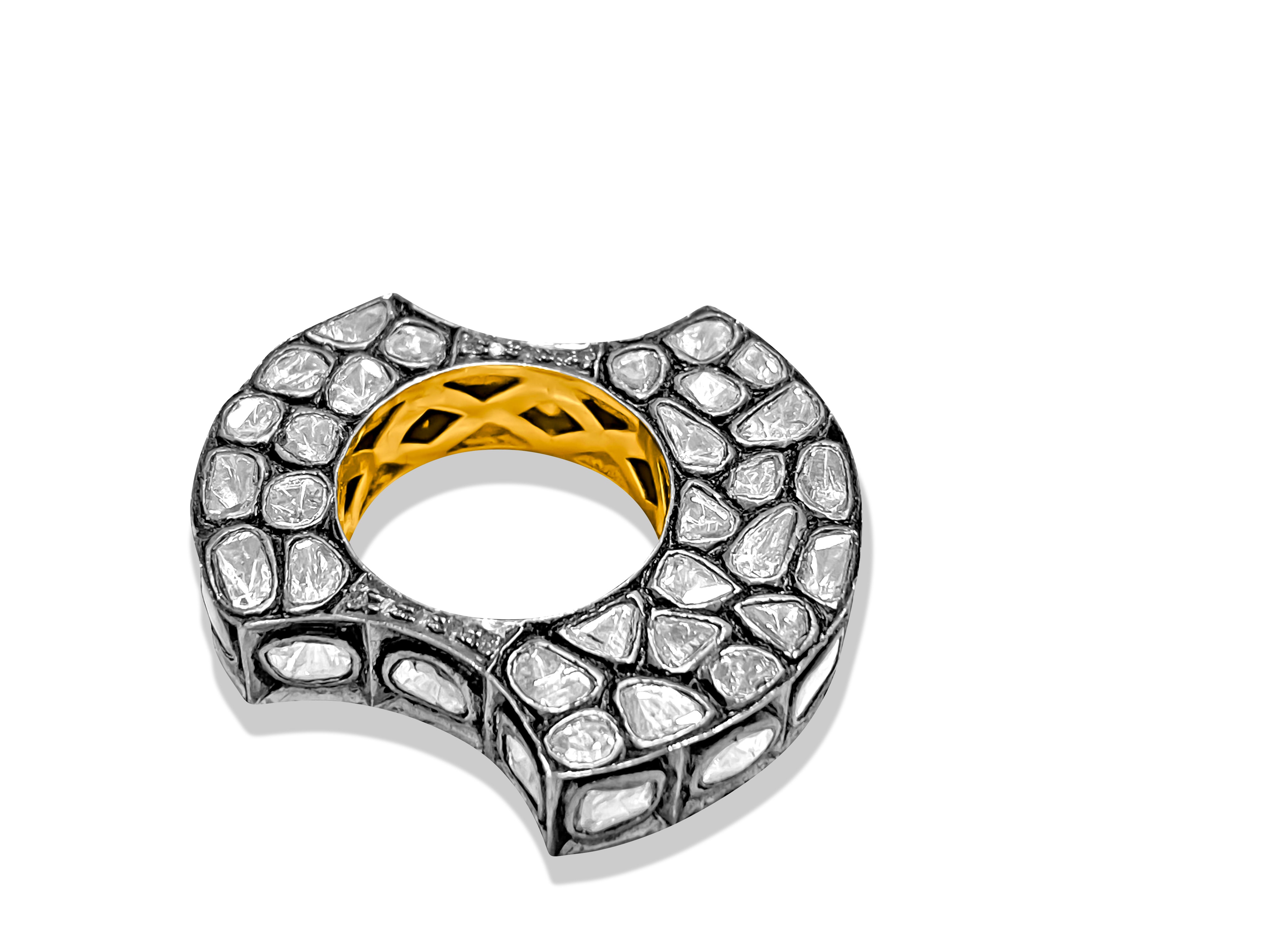 4.70ct Rose Cut Diamond Pave. 14K gold Ring - Prince The Jeweler 4-70ct-rose-cut-diamond-pave-14k-gold-ring, Rings