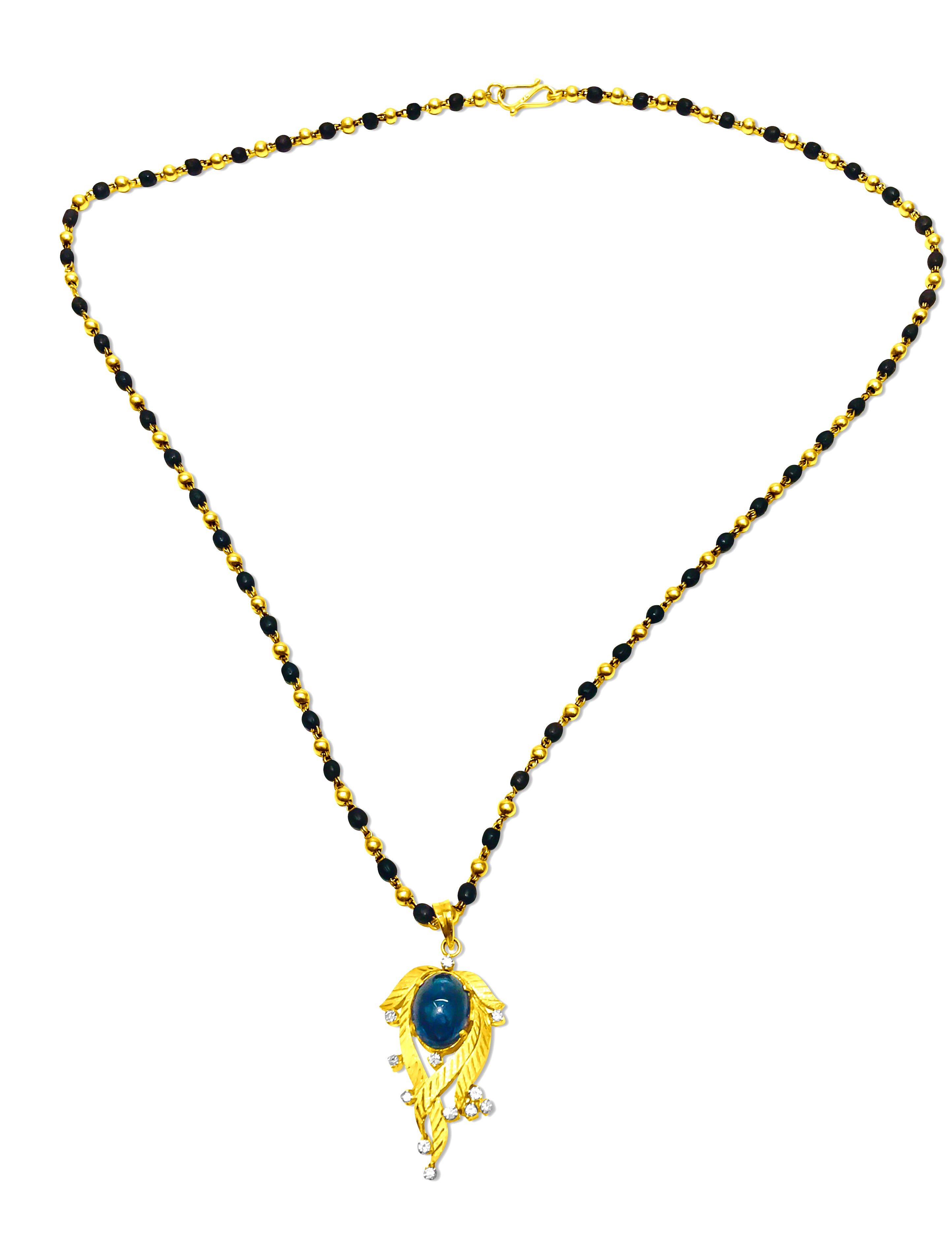 18K Gold, Natural Blue Sapphire and Diamond Necklace - Prince The Jeweler 18k-gold-natural-blue-sapphire-and-diamond-necklace, Necklaces & Pendants, wk_end_auction