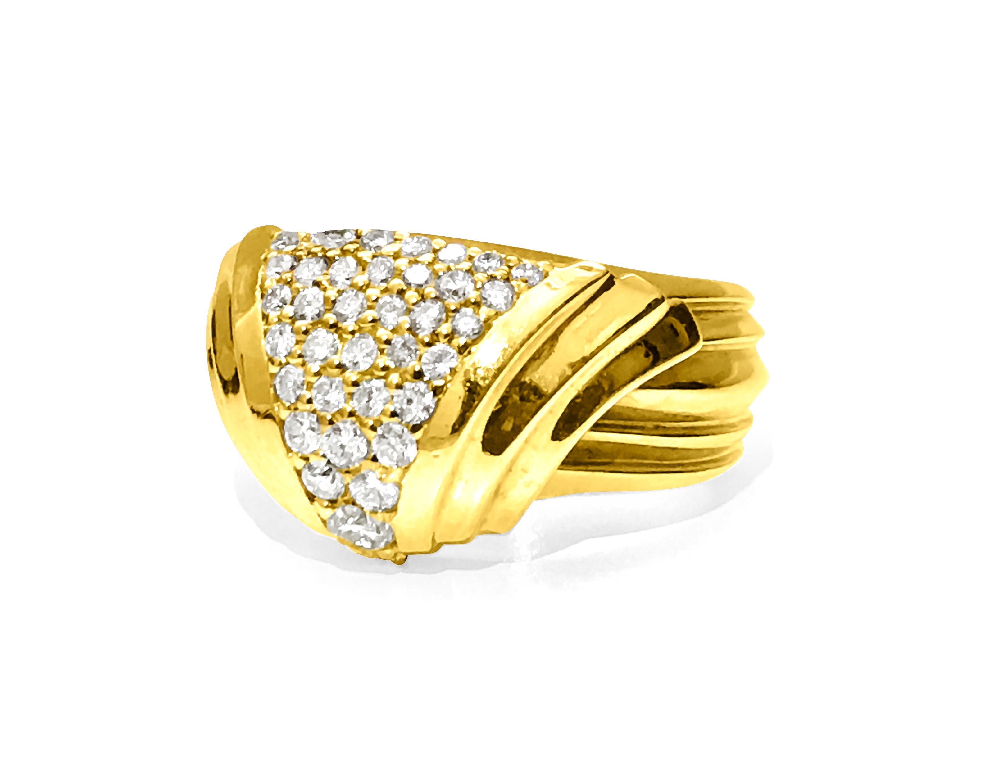Art Deco 1.10 Carat Diamond Yellow Gold Ring - Prince The Jeweler 18k-yellow-gold-and-white-diamond-ring-15-40-grams, Rings