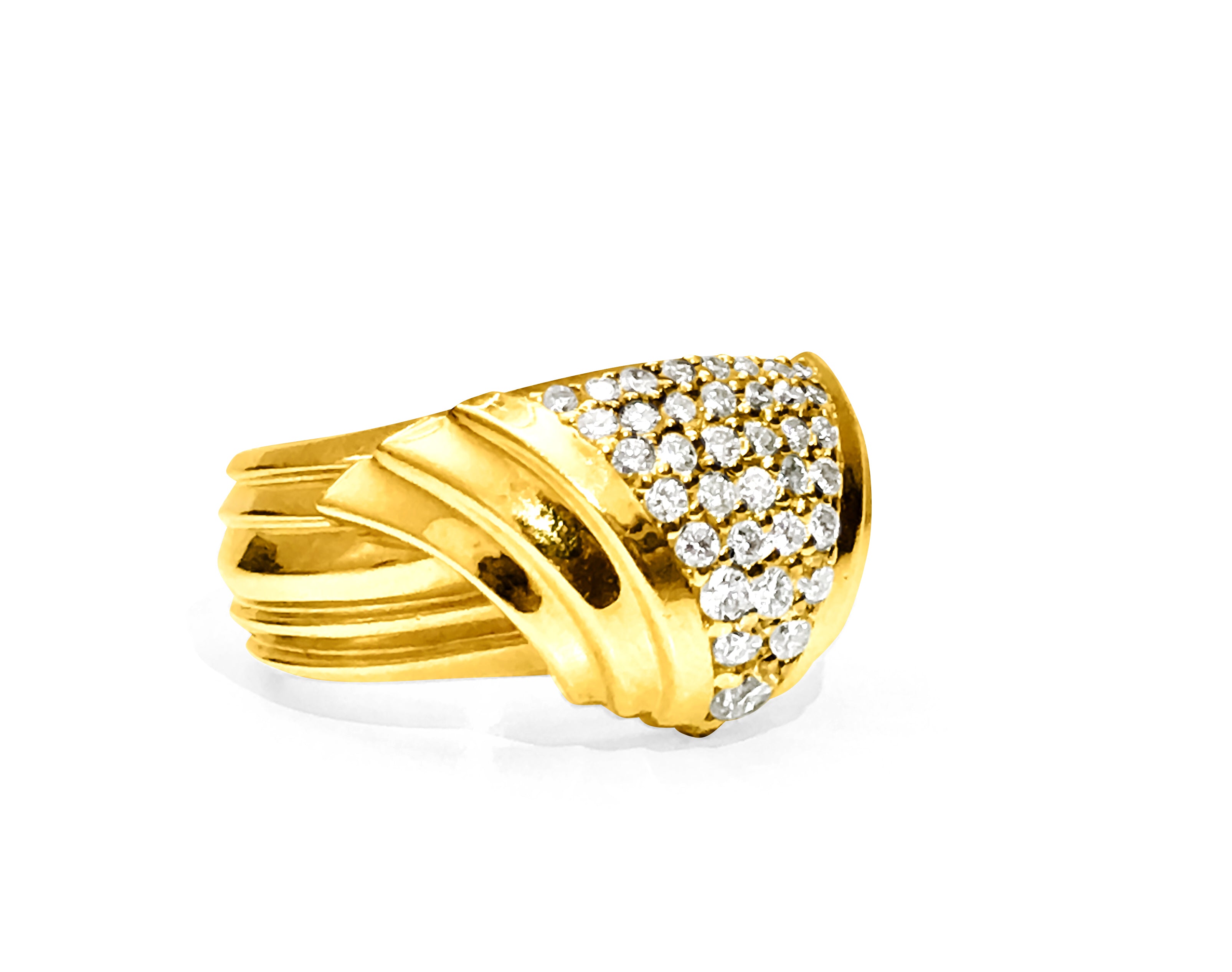 Art Deco 1.10 Carat Diamond Yellow Gold Ring - Prince The Jeweler 18k-yellow-gold-and-white-diamond-ring-15-40-grams, Rings