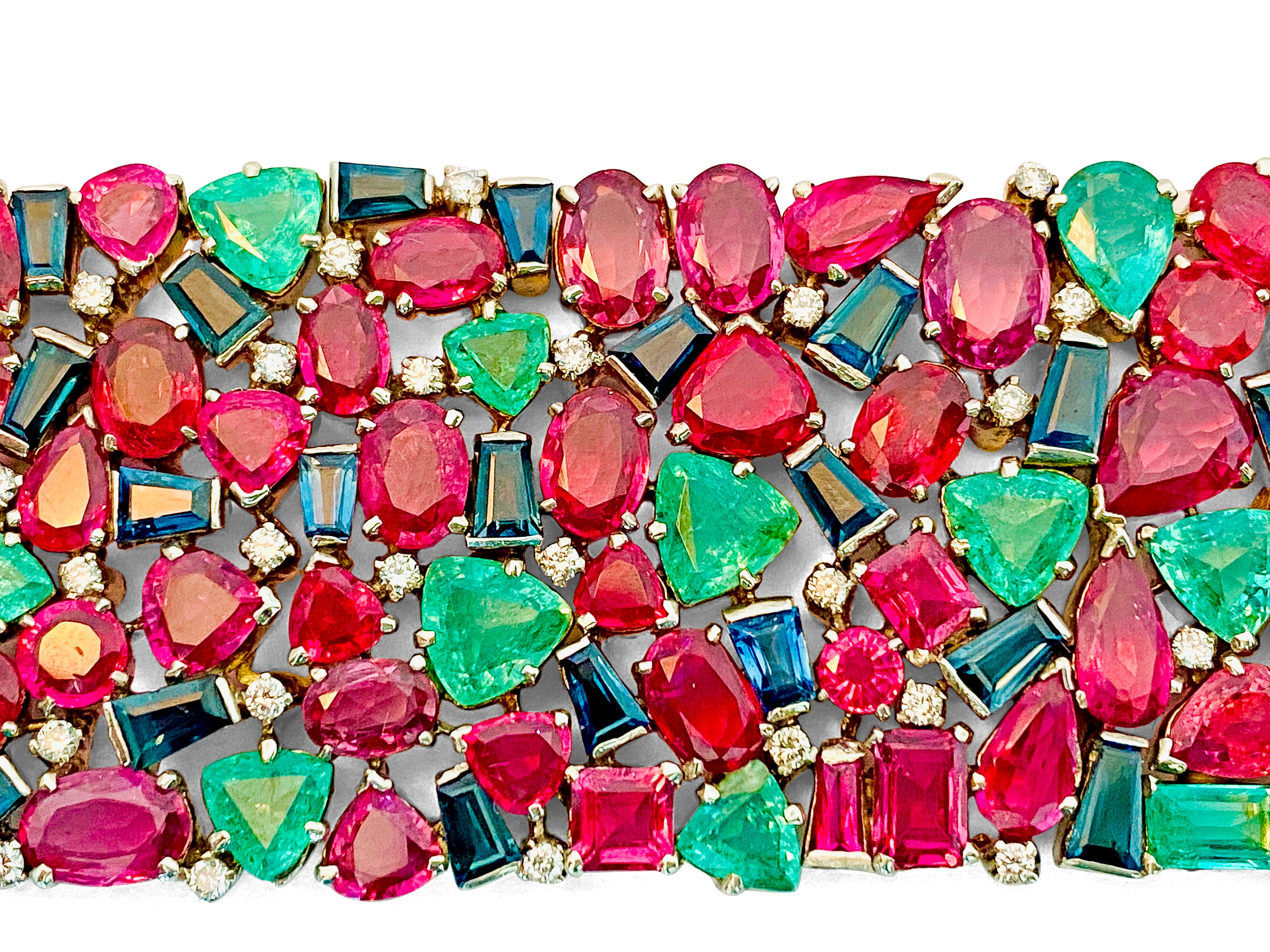 Mughal Empire: Burma Ruby, Emerald & Sapphire Bracelet - Prince The Jeweler mughal-empire-burma-ruby-emerald-sapphire-bracelet, Bracelets, wk_end_auction