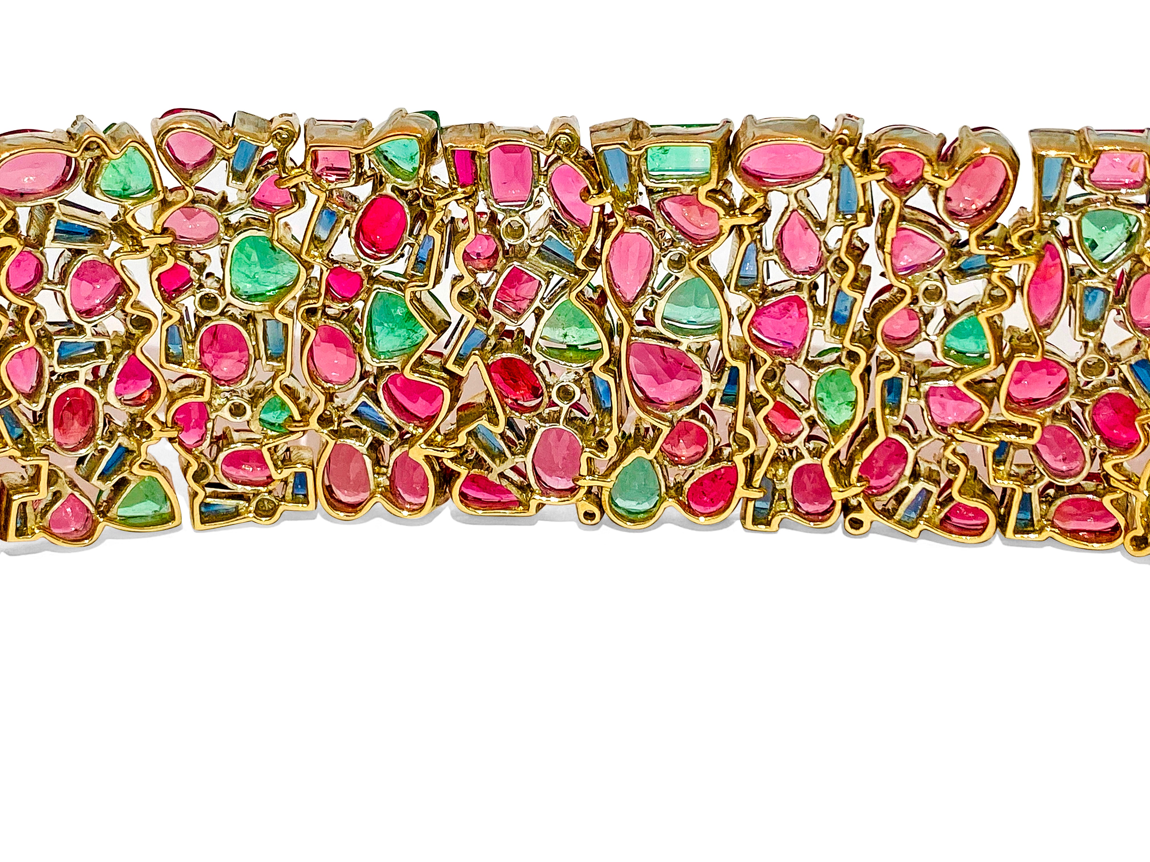 Mughal Empire: Burma Ruby, Emerald & Sapphire Bracelet - Prince The Jeweler mughal-empire-burma-ruby-emerald-sapphire-bracelet, Bracelets, wk_end_auction