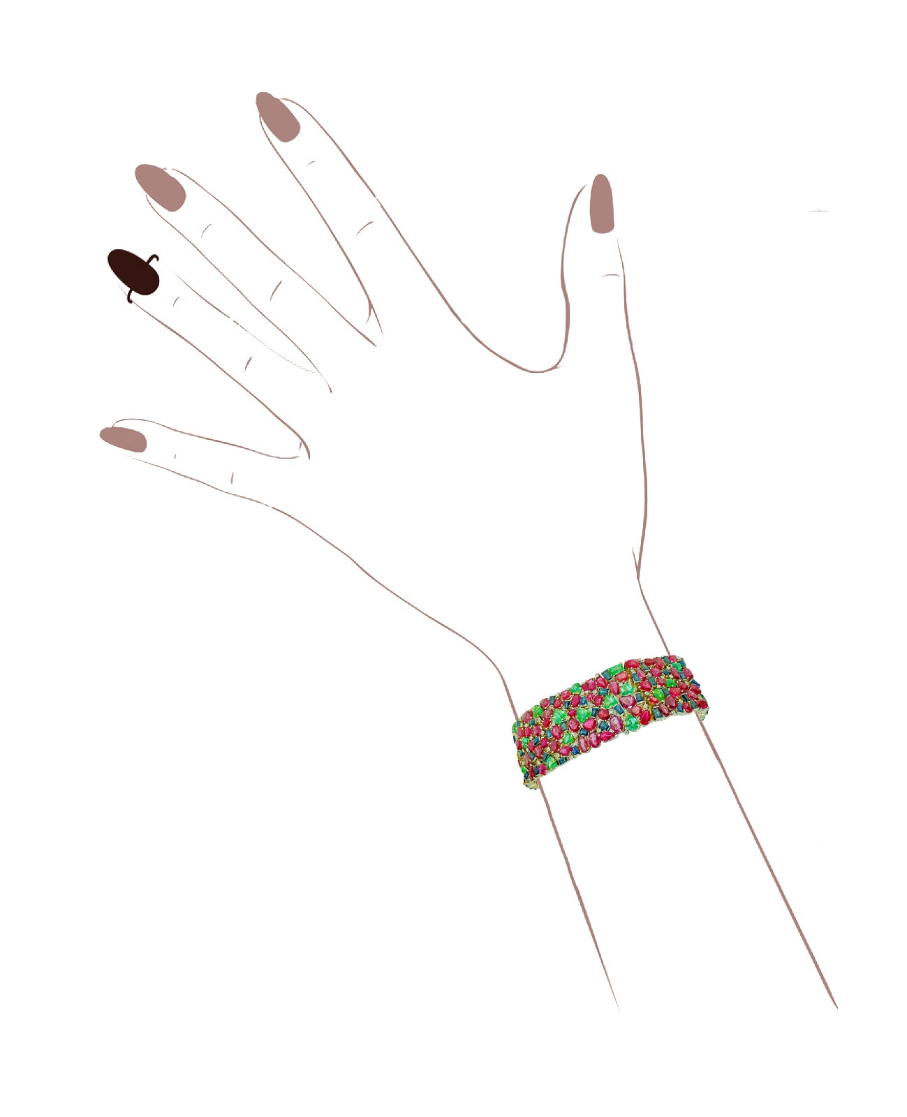 Mughal Empire: Burma Ruby, Emerald & Sapphire Bracelet - Prince The Jeweler mughal-empire-burma-ruby-emerald-sapphire-bracelet, Bracelets, wk_end_auction