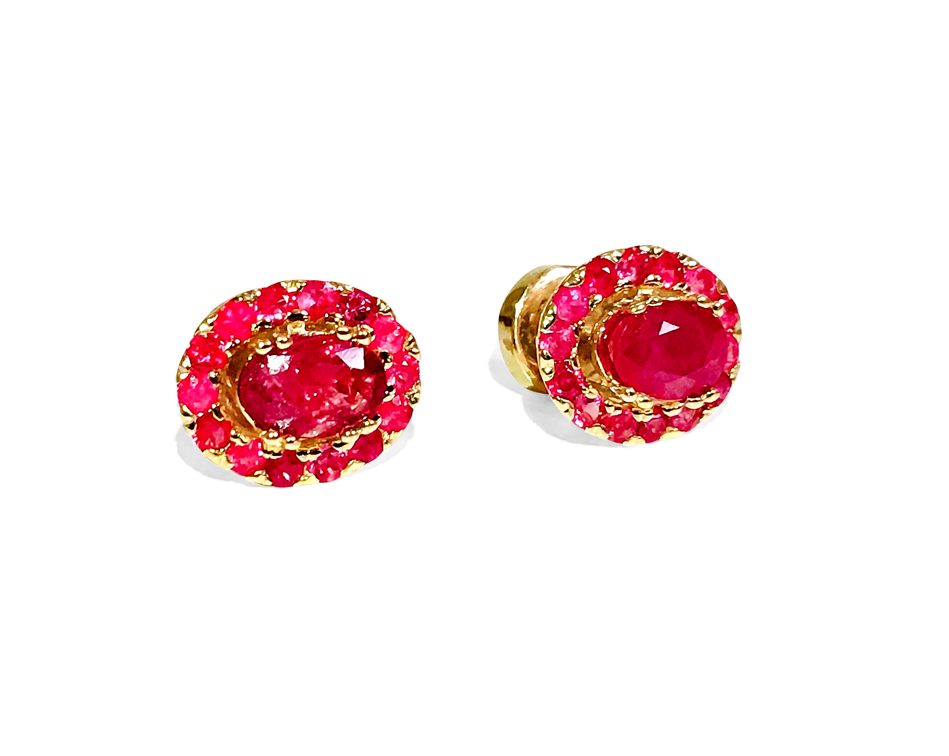 14K Yellow Gold, 3.12 CT Natural Ruby Studs / Earrings - Prince The Jeweler 14k-yellow-gold-3-12-ct-natural-ruby-studs-earrings, Earrings