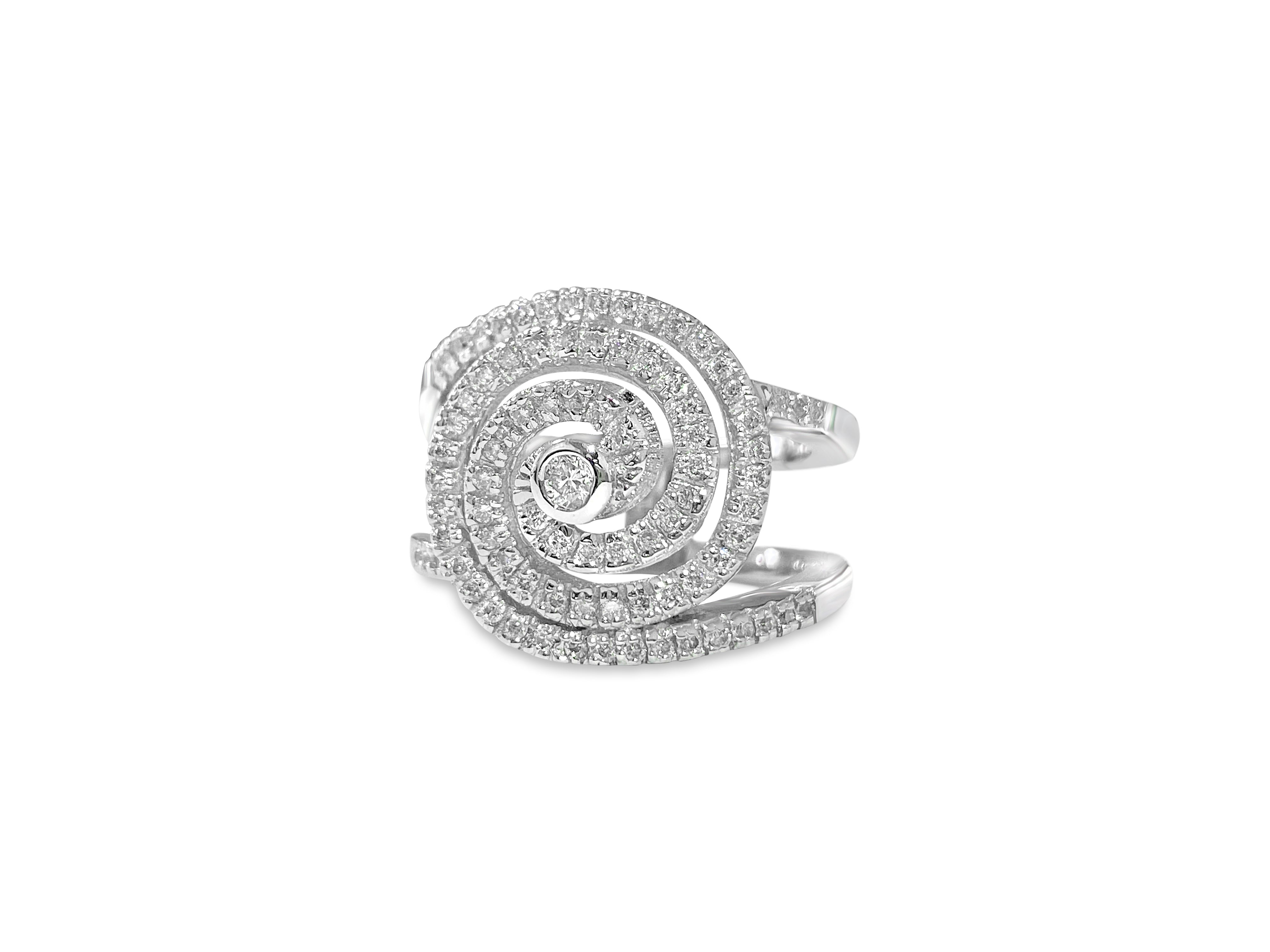 18k White Gold, 1.00ct Diamond Ring Swirl Motif - Prince The Jeweler 14k-white-gold-1-00-ct-diamond-swirl-ring, Rings