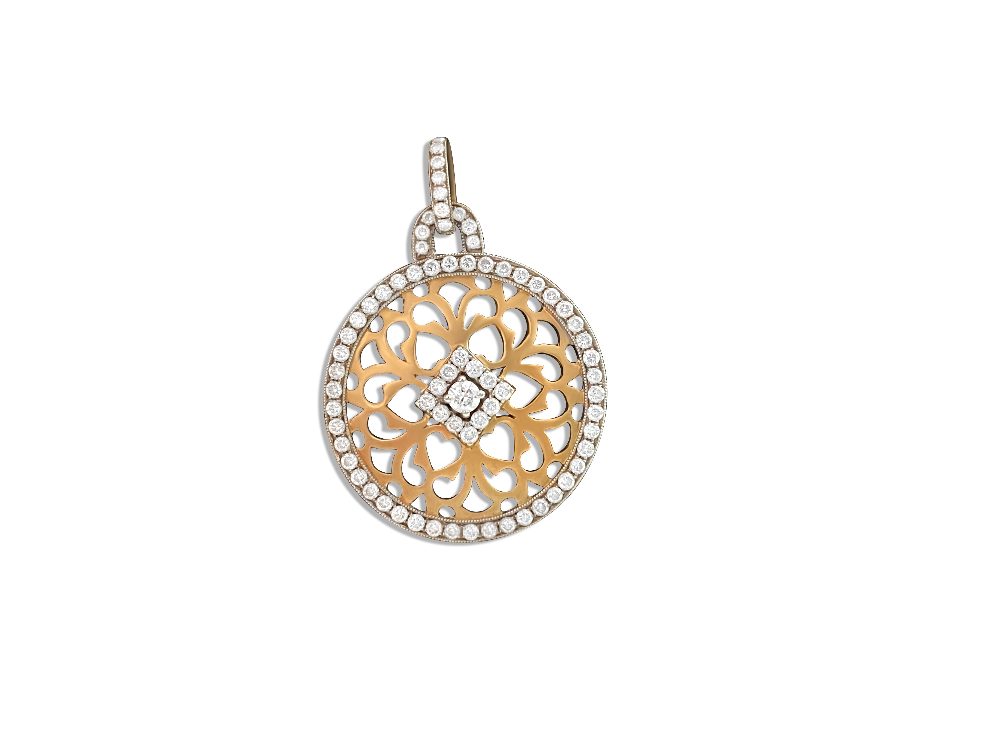 Two Tone Italian 18k Yellow Gold & Diamond Pendant - Prince The Jeweler two-tone-italian-18k-yellow-gold-diamond-pendant, Necklaces & Pendants