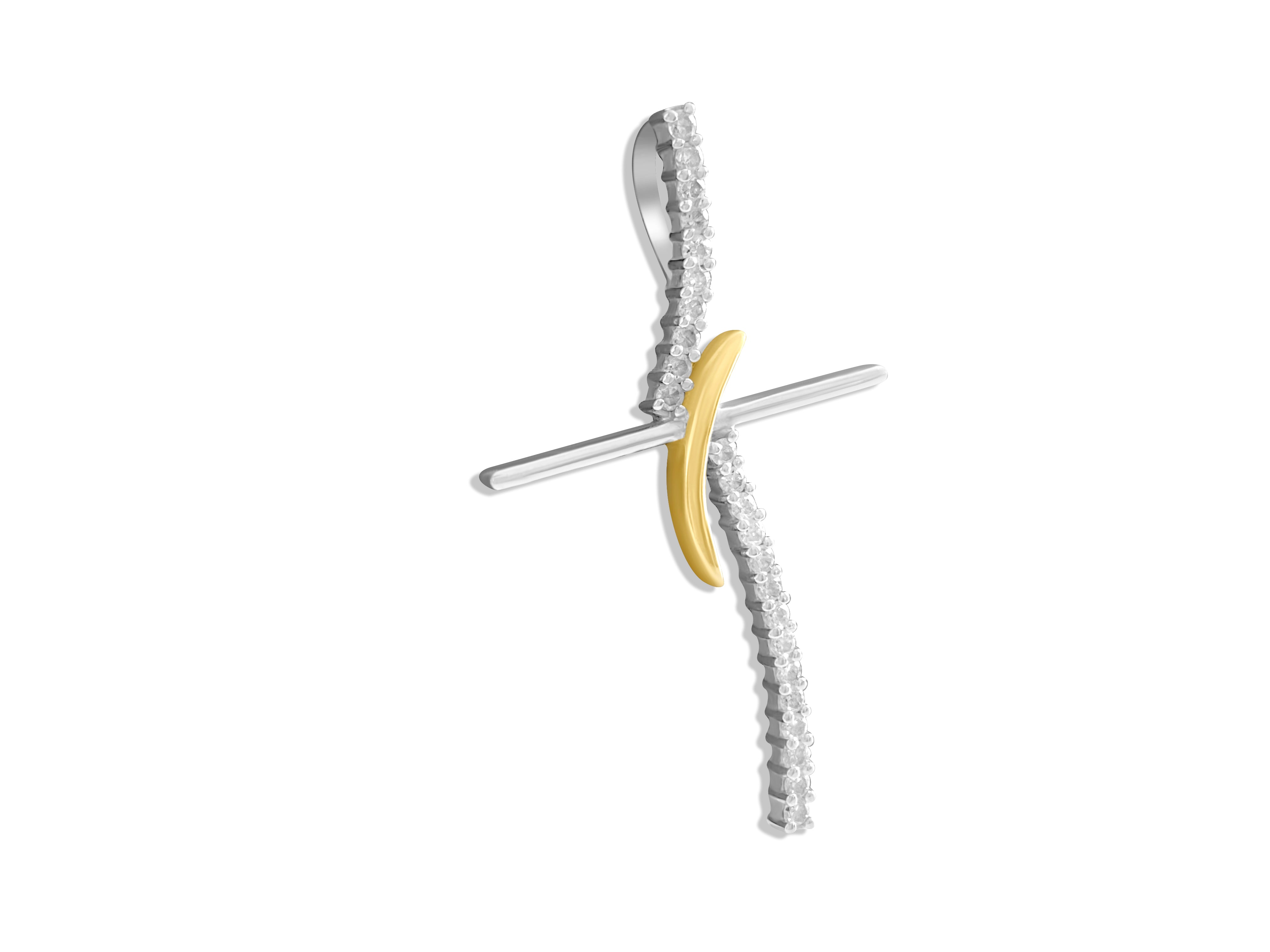 18k Gold two tone, 0.80 Carat VS/G Diamond Cross - Prince The Jeweler 18k-gold-two-tone-0-80-carat-vs-g-diamond-cross, Necklaces & Pendants