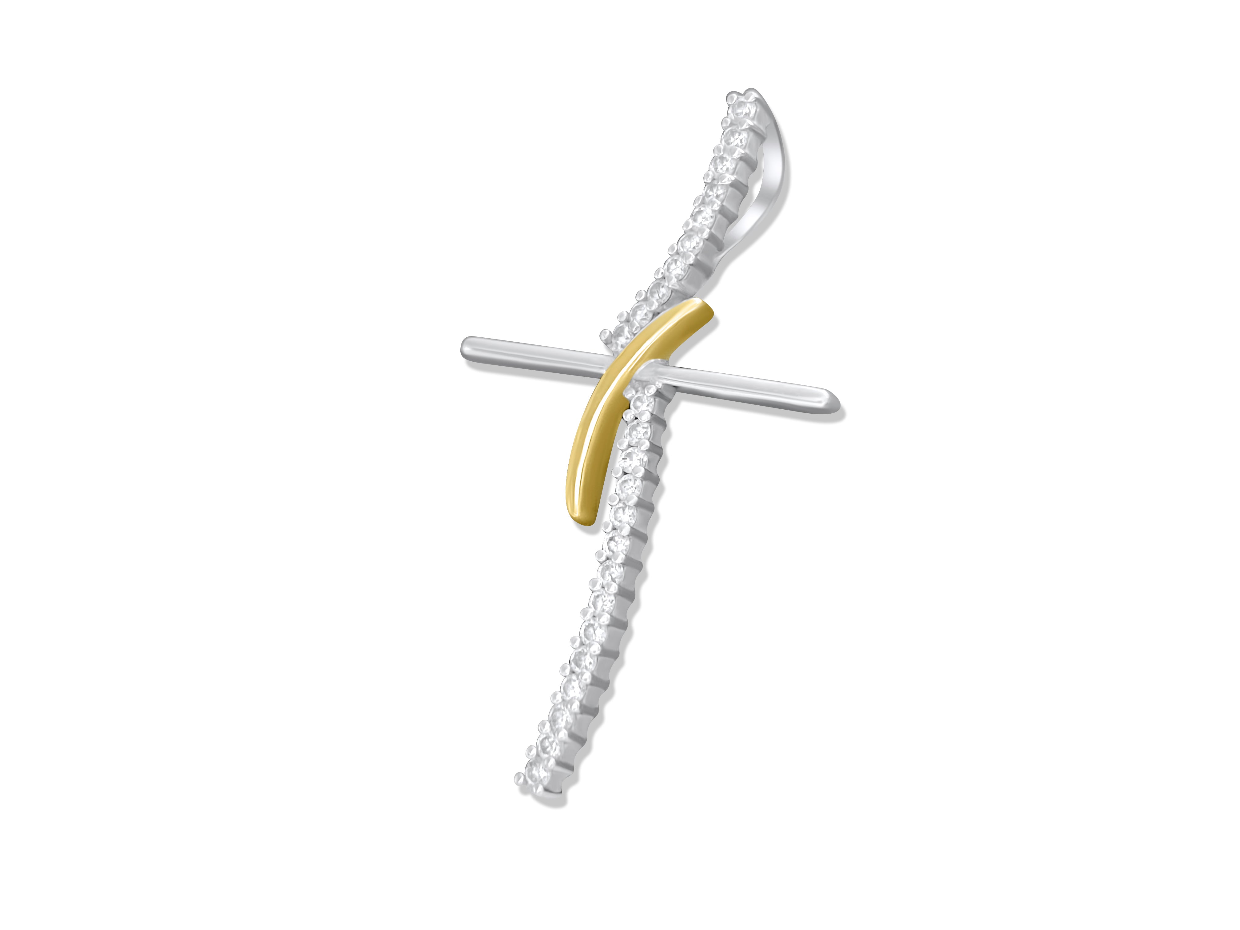 18k Gold two tone, 0.80 Carat VS/G Diamond Cross - Prince The Jeweler 18k-gold-two-tone-0-80-carat-vs-g-diamond-cross, Necklaces & Pendants